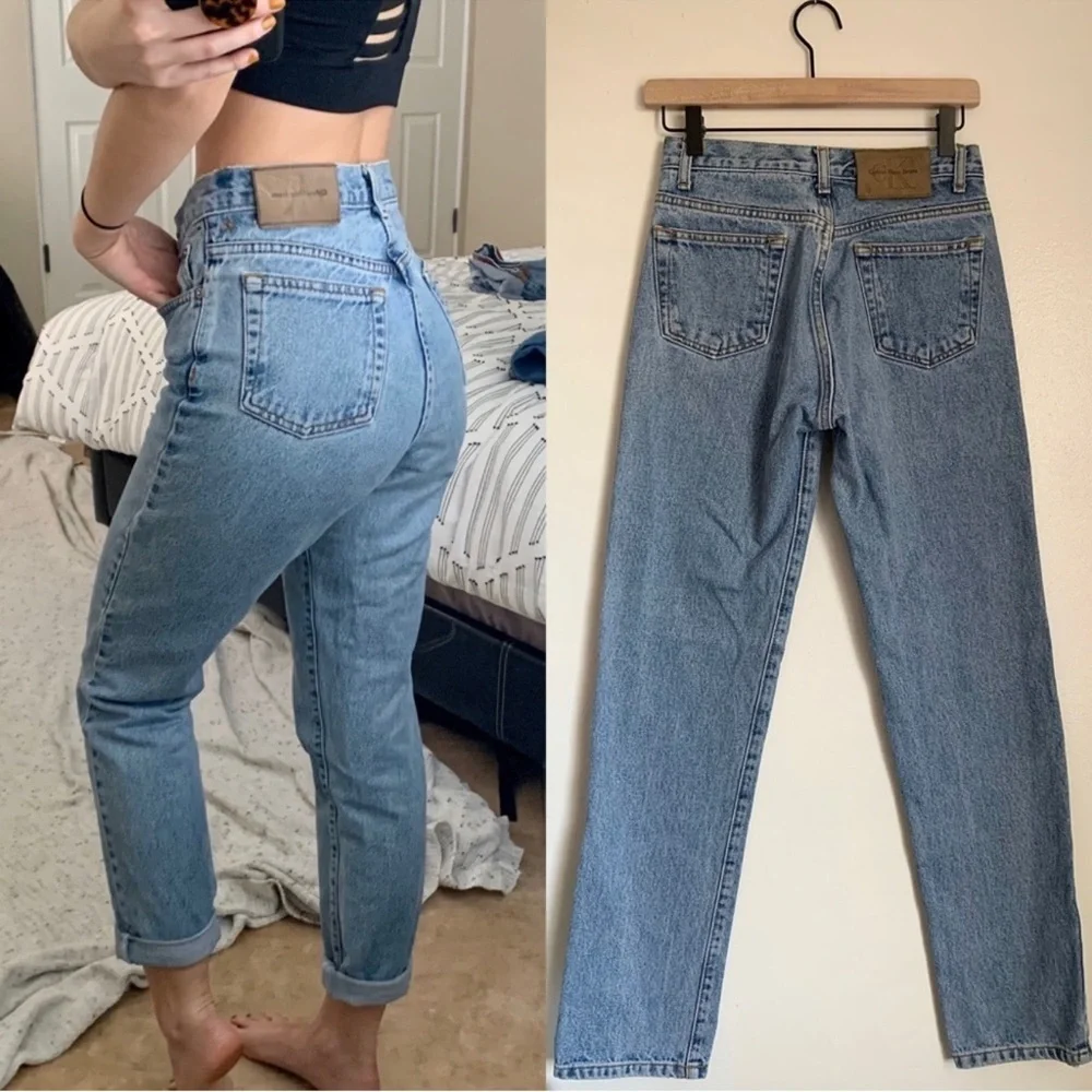 Vintage calvin klein mom jeans high rise straight leg 90s blue